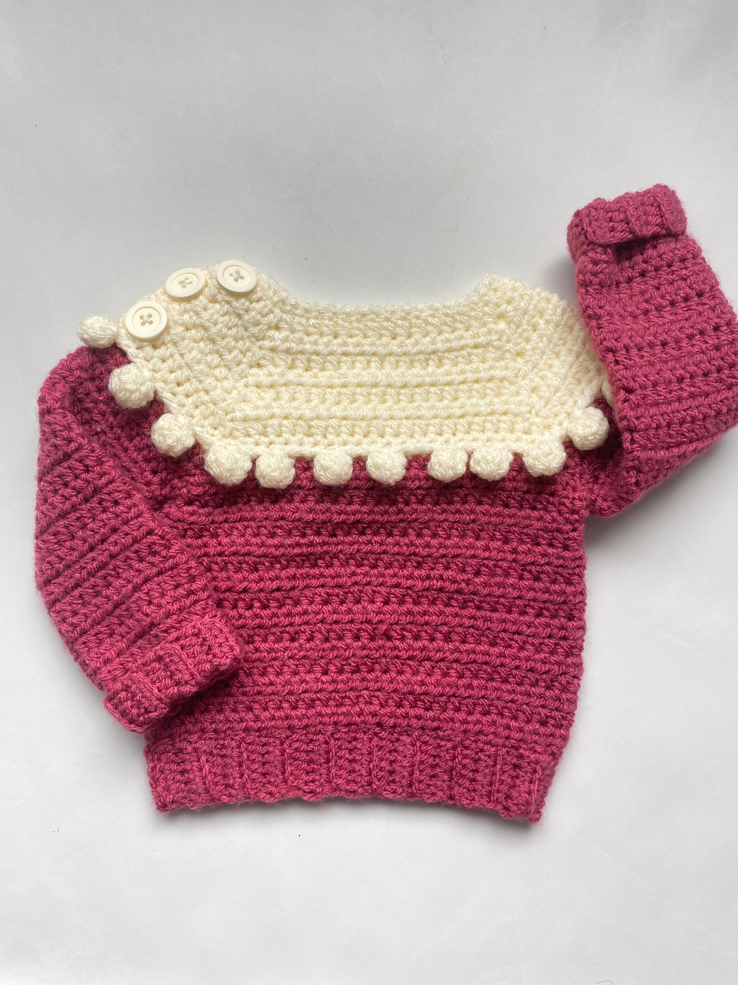 Crochet bobble yoke Jumper (6-12 months)