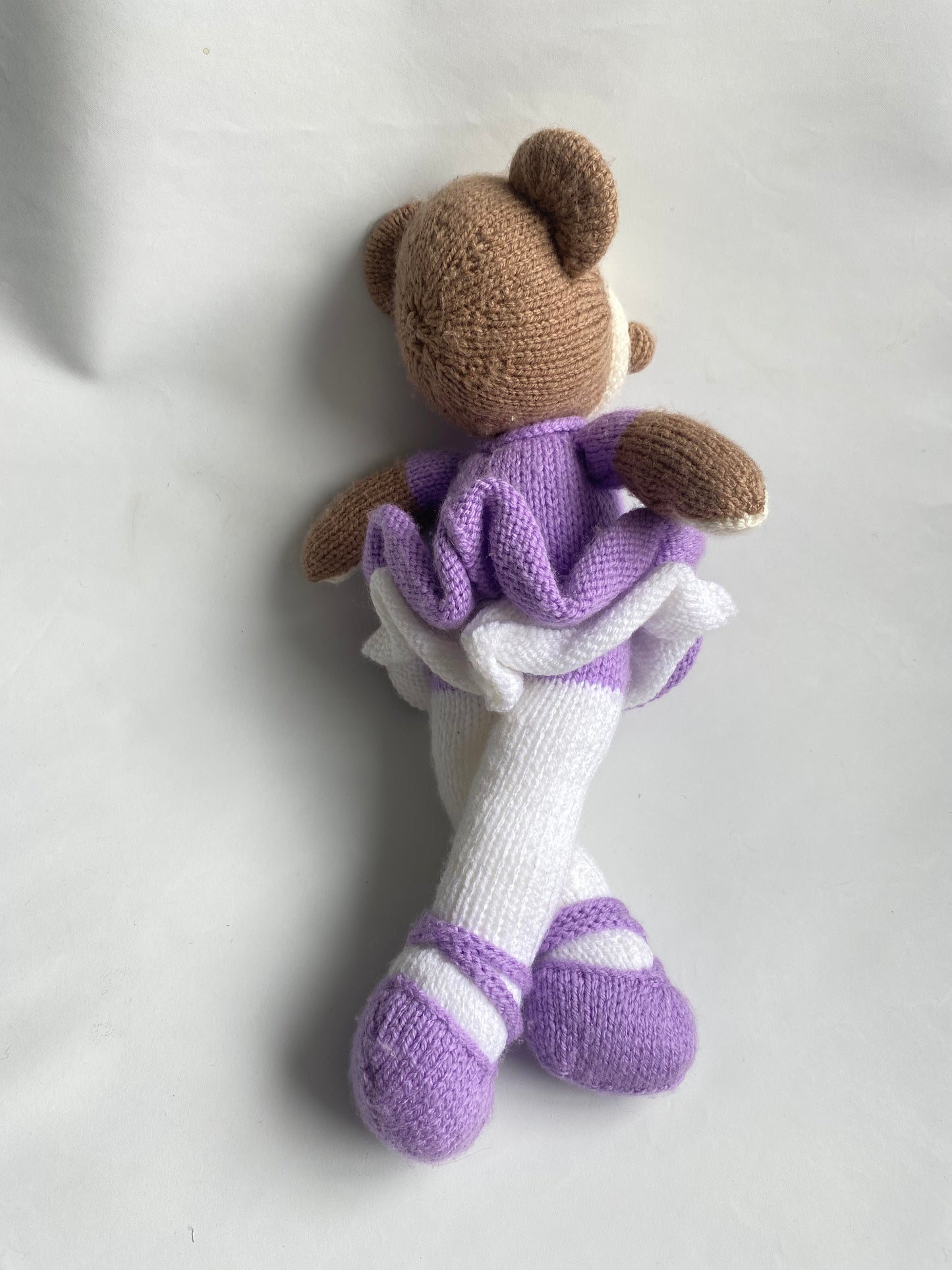 Hand Knitted lilac ballerina bear Toy