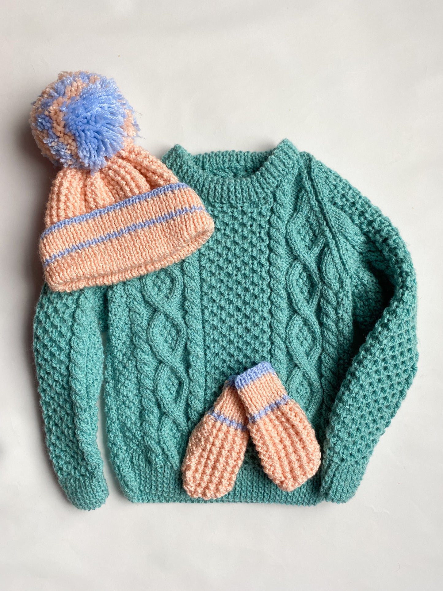 Soft pink bobble Hat and mittens set (6-12 months)