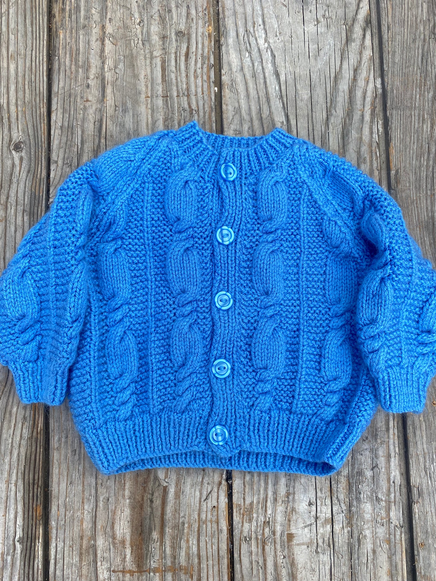 Cornflower blue cable cardigan (6-12 months)