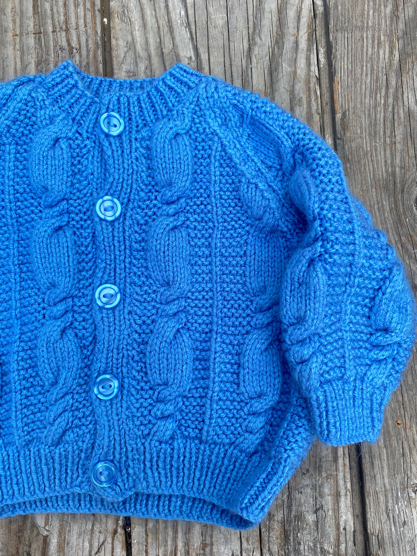 Cornflower blue cable cardigan (6-12 months)
