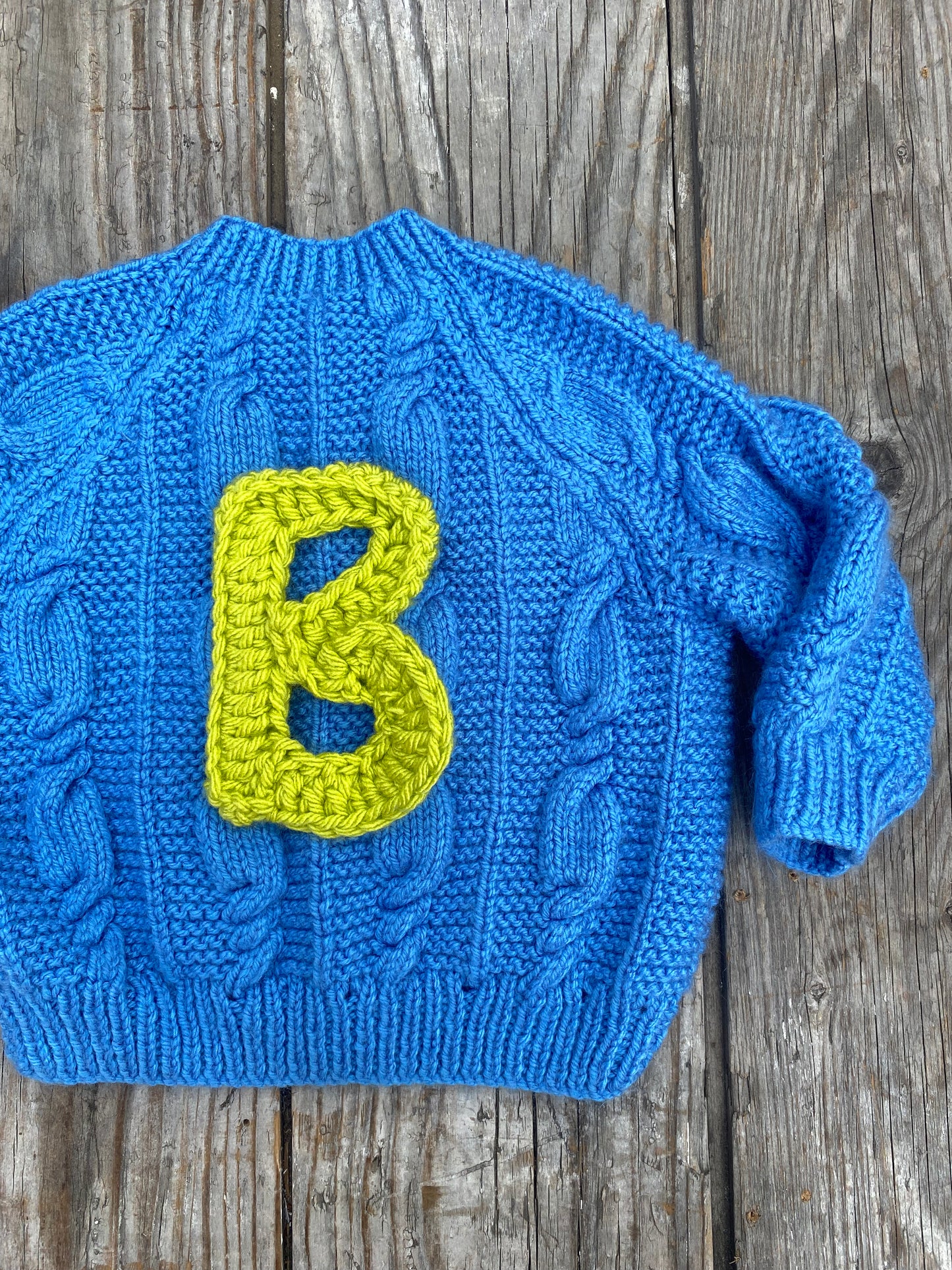 Cornflower blue cable cardigan (6-12 months)