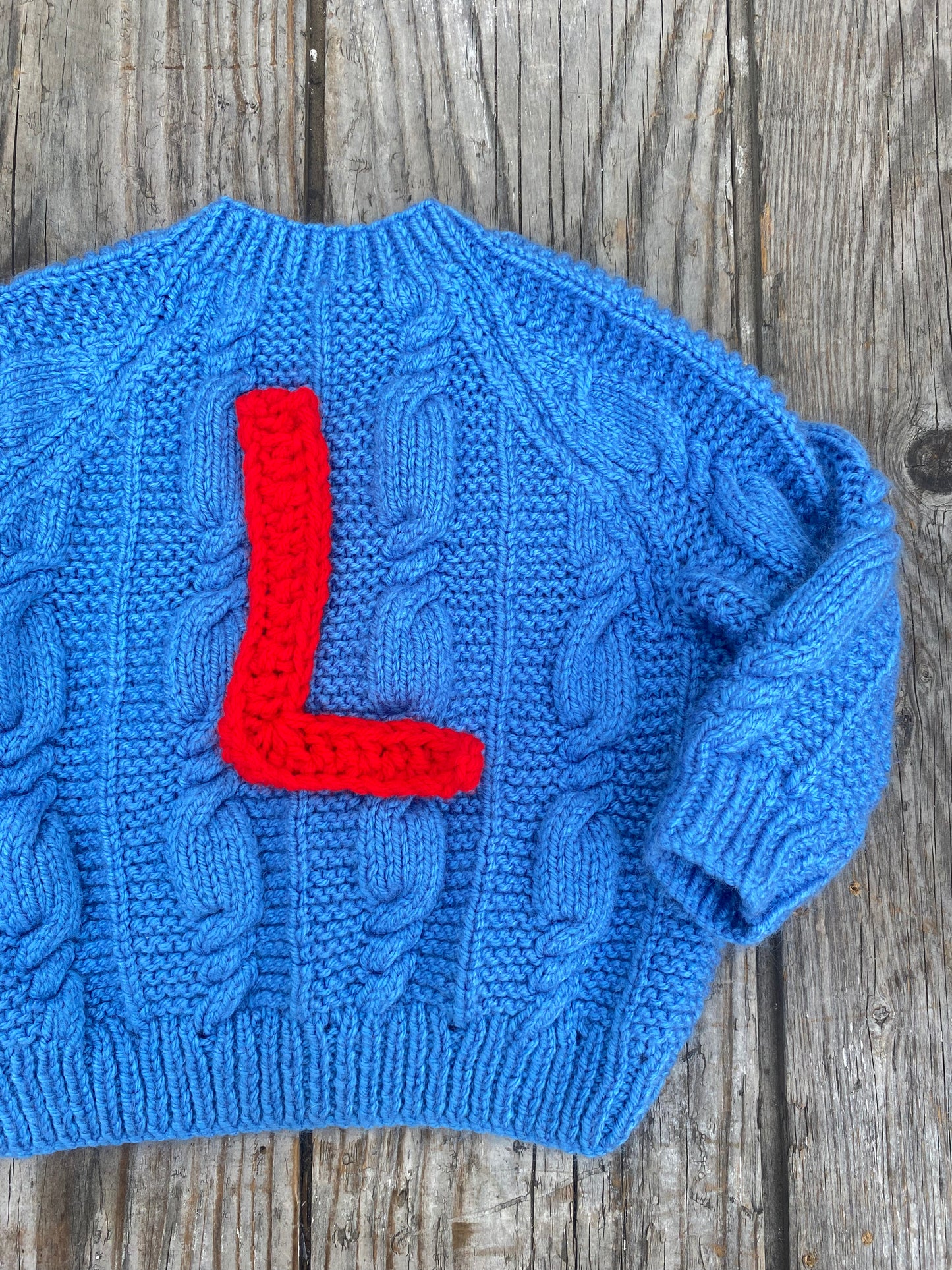 Cornflower blue cable cardigan (6-12 months)