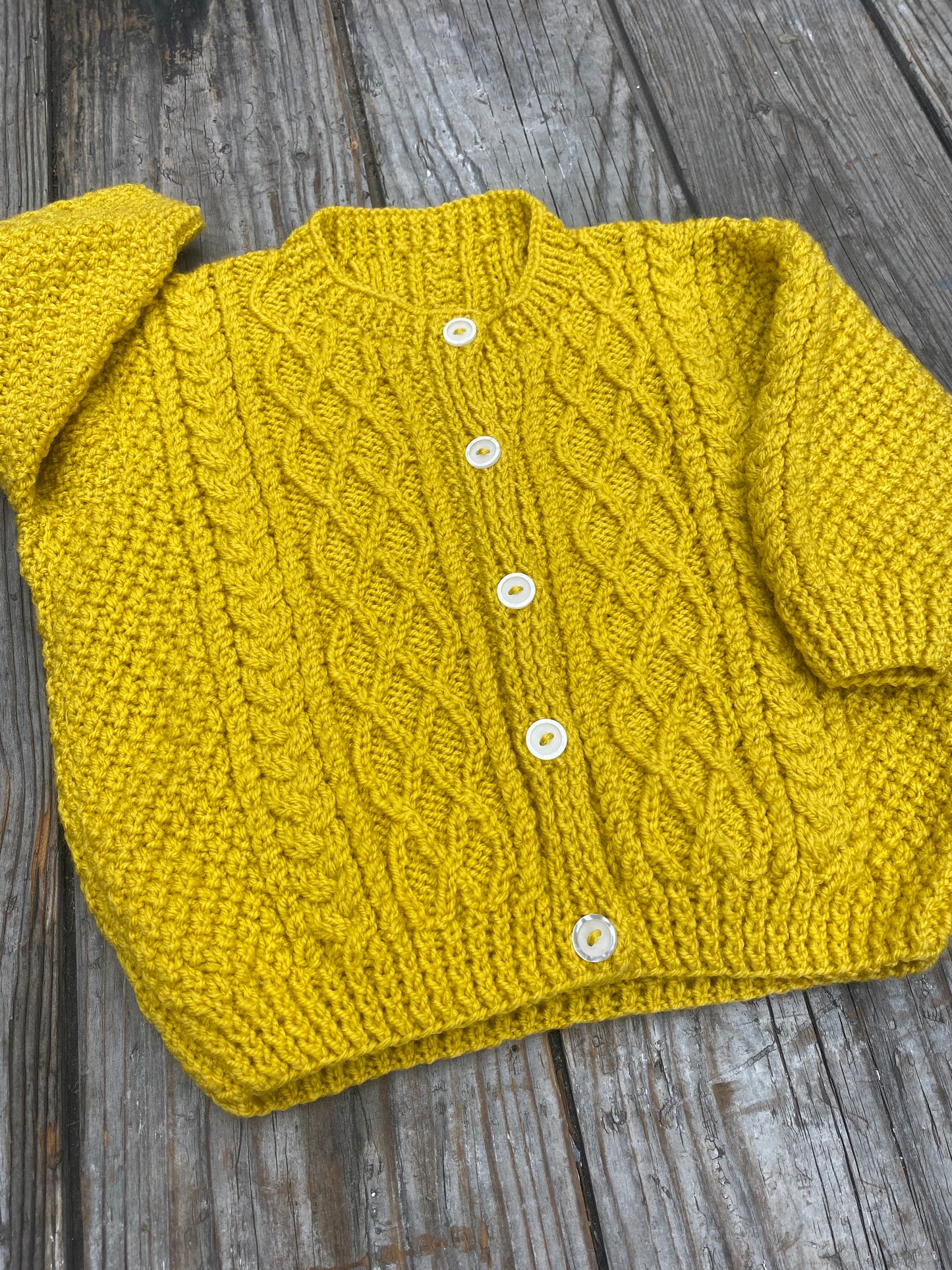 Mustard yellow cable stitch cardigan (18-24 months)