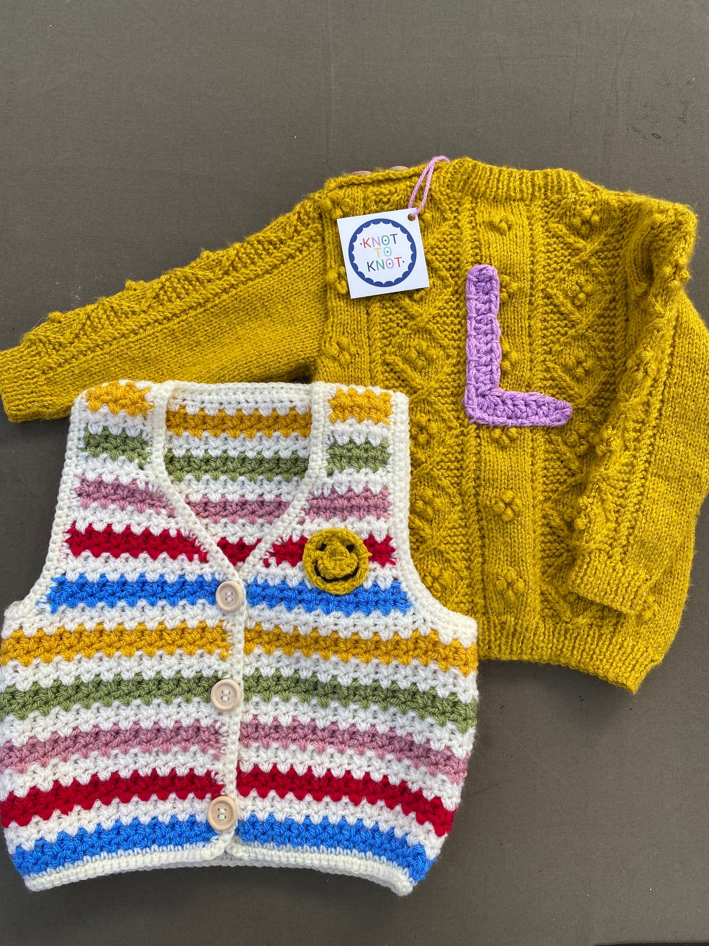 Rainbow stripe crochet waistcoat (3-4 years)