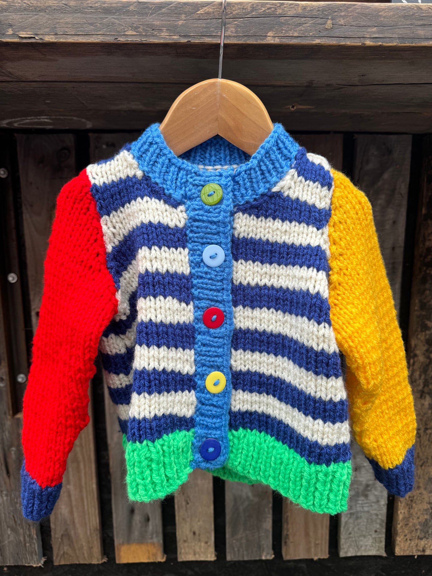 Stripey colour-block chunky knit cardigan (2-3 years)