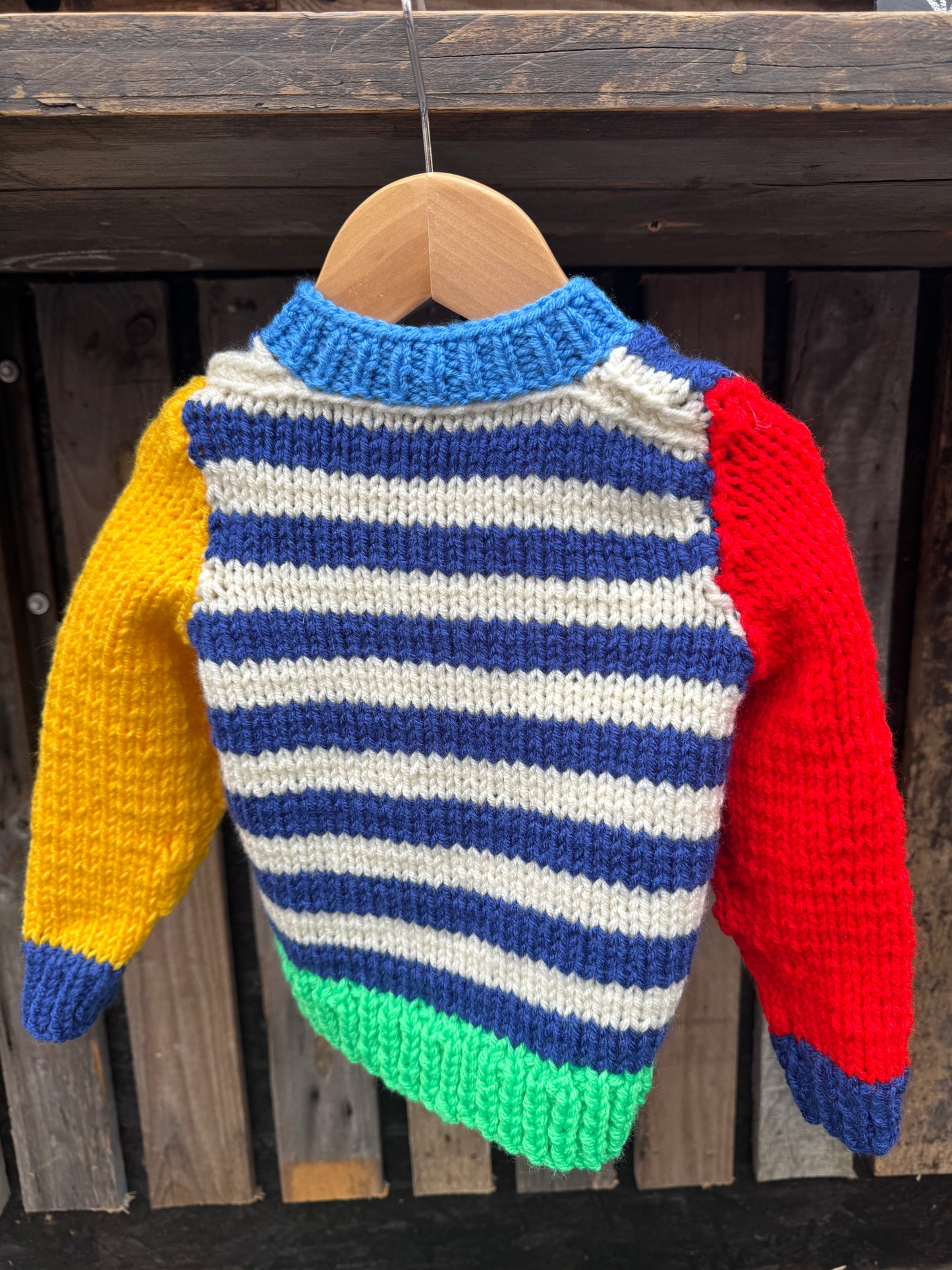 Stripey colour-block chunky knit cardigan (2-3 years)