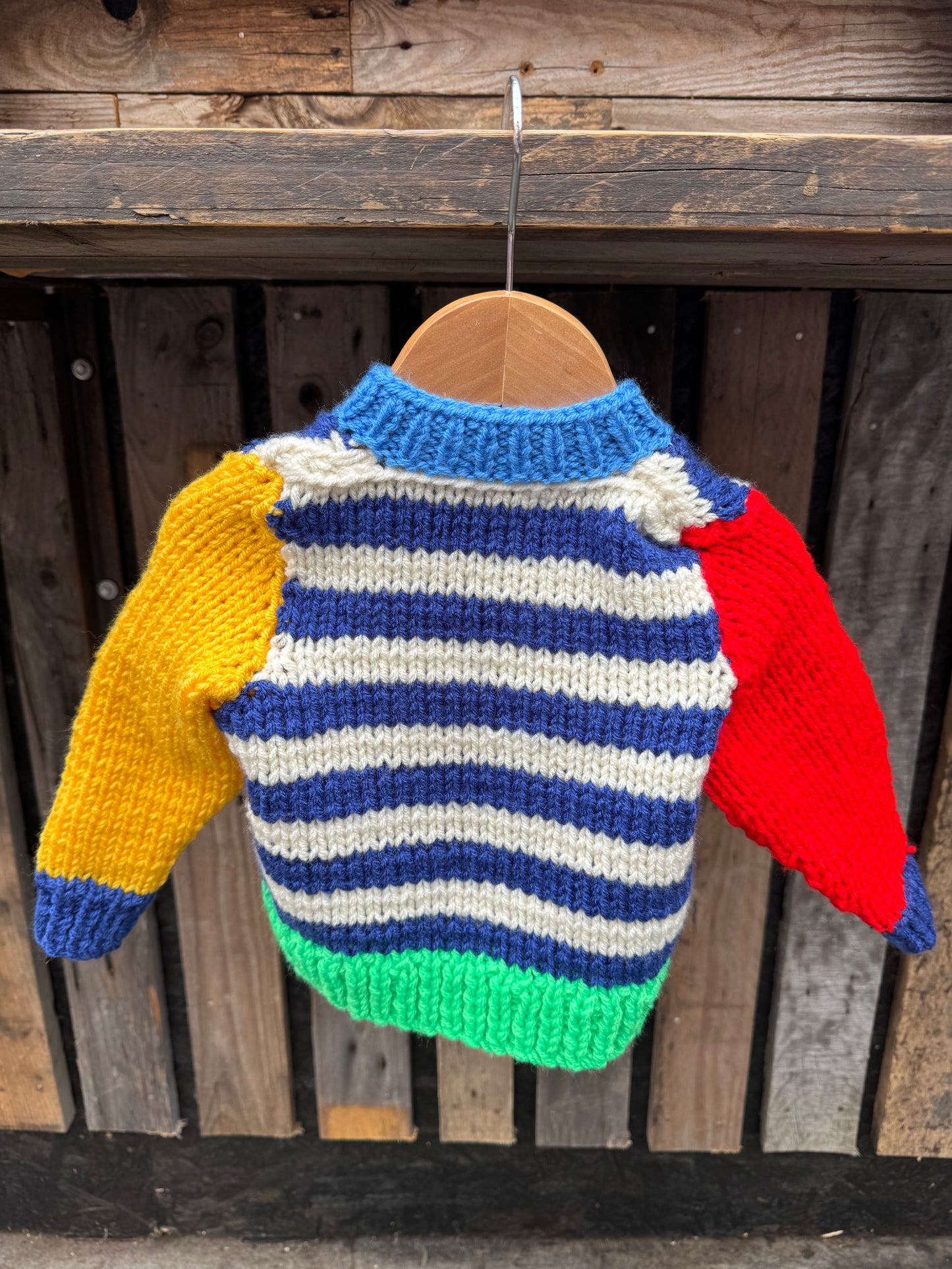 Stripey colour-block chunky knit cardigan (1-2 years)
