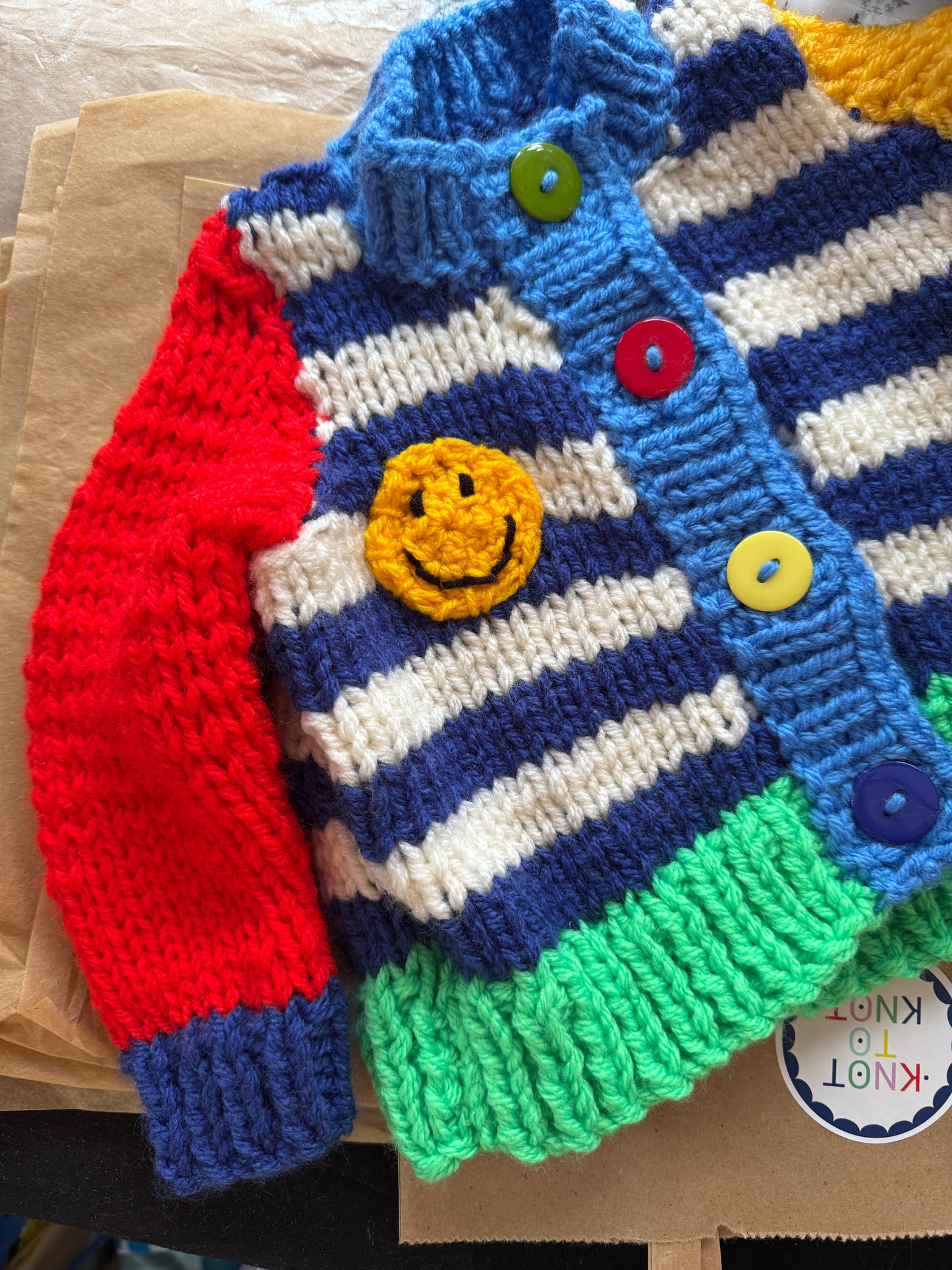 Stripey colour-block chunky knit cardigan (1-2 years)