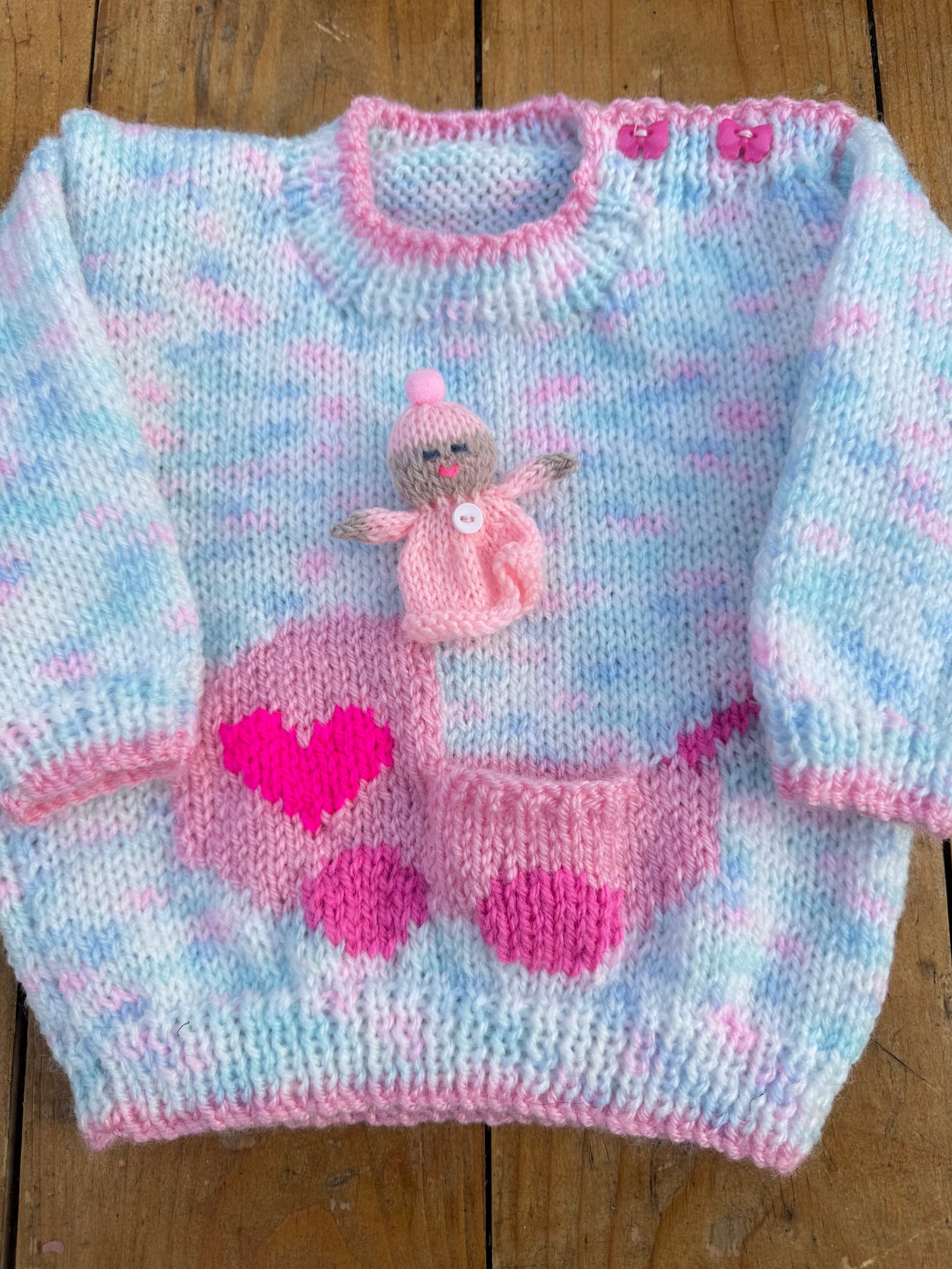 Pink pram intarsia logo Jumper (0-6 months)