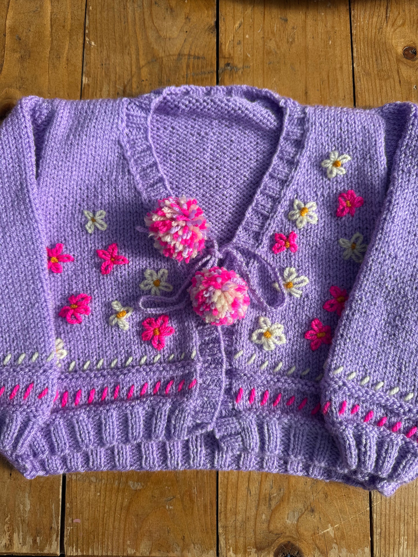 Lilac flower embroidery cardigan (2-3 years)