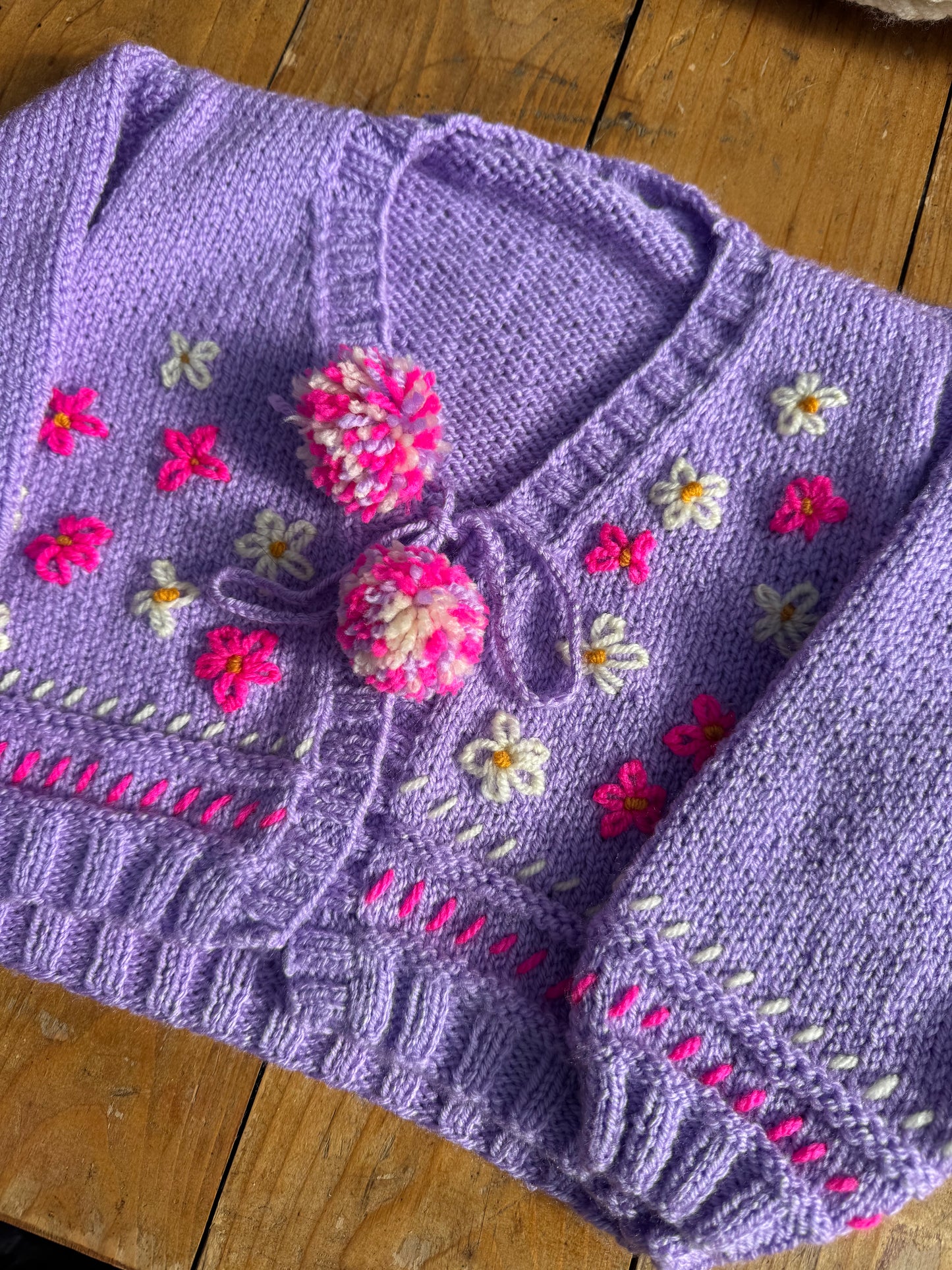 Lilac flower embroidery cardigan (2-3 years)