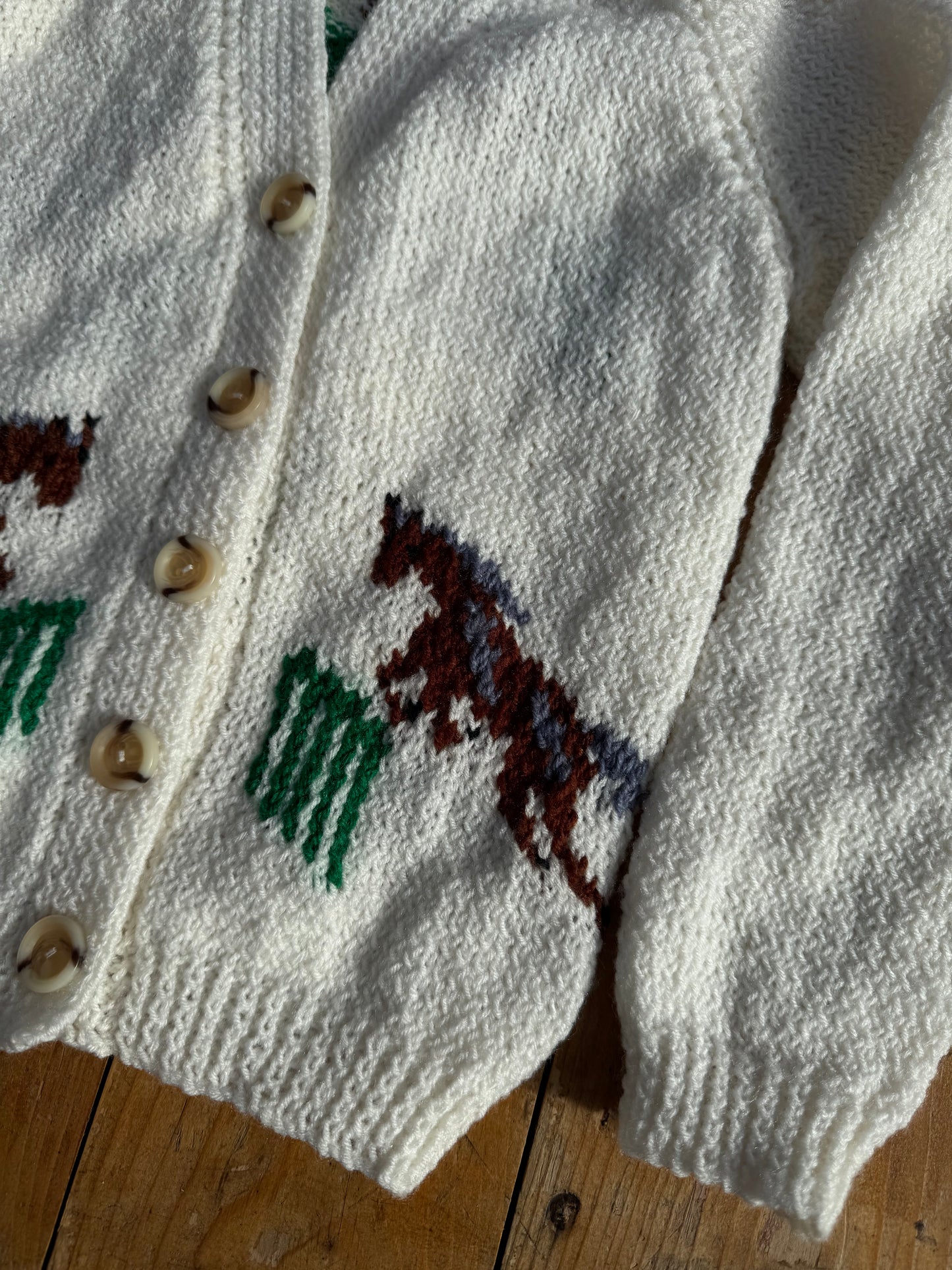 Cream Horse intarsia logo cardigan (4-5 years)