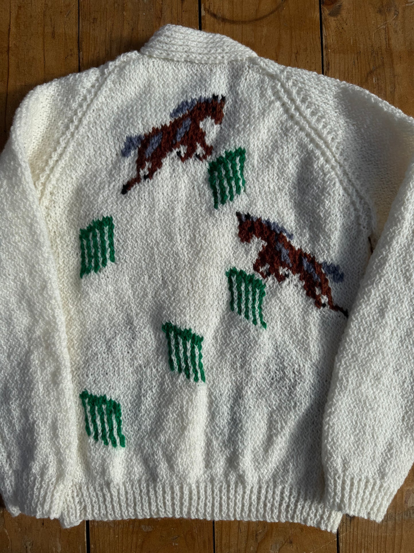 Cream Horse intarsia logo cardigan (4-5 years)