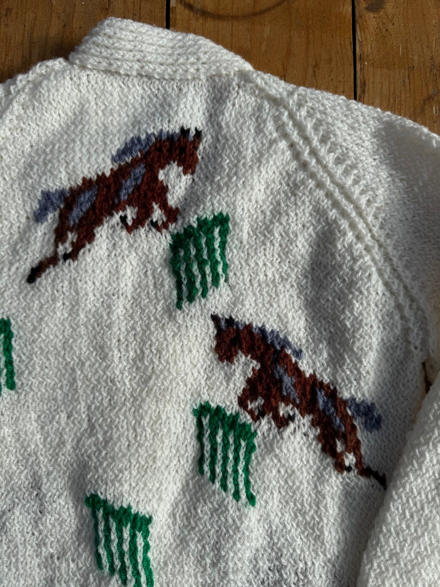 Cream Horse intarsia logo cardigan (4-5 years)