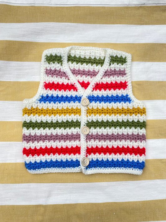 Rainbow stripe crochet waistcoat (1-2 years)