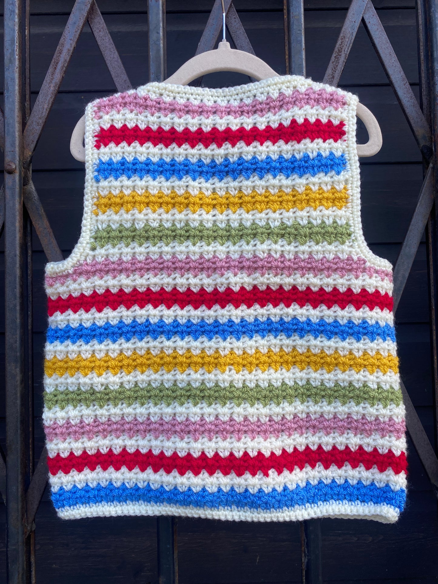 Rainbow stripe crochet waistcoat (3-4 years)