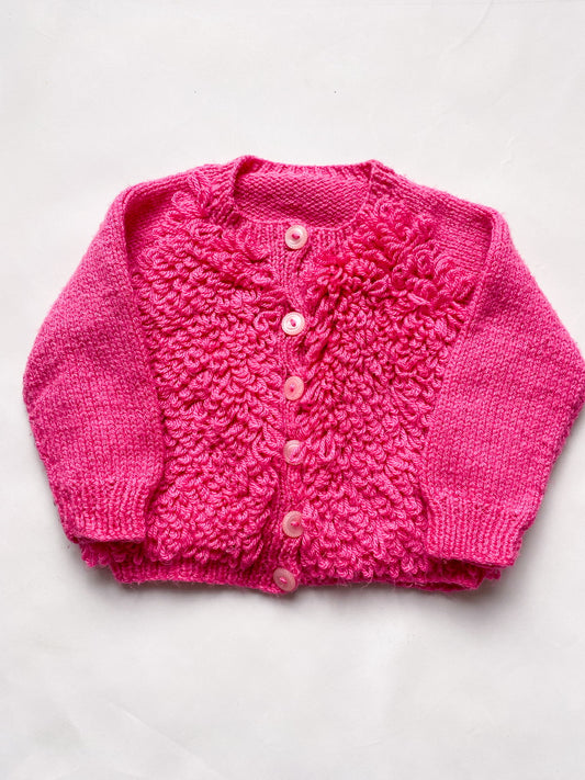 Bright pink Loopy stitch Cardigan (9-12 months)